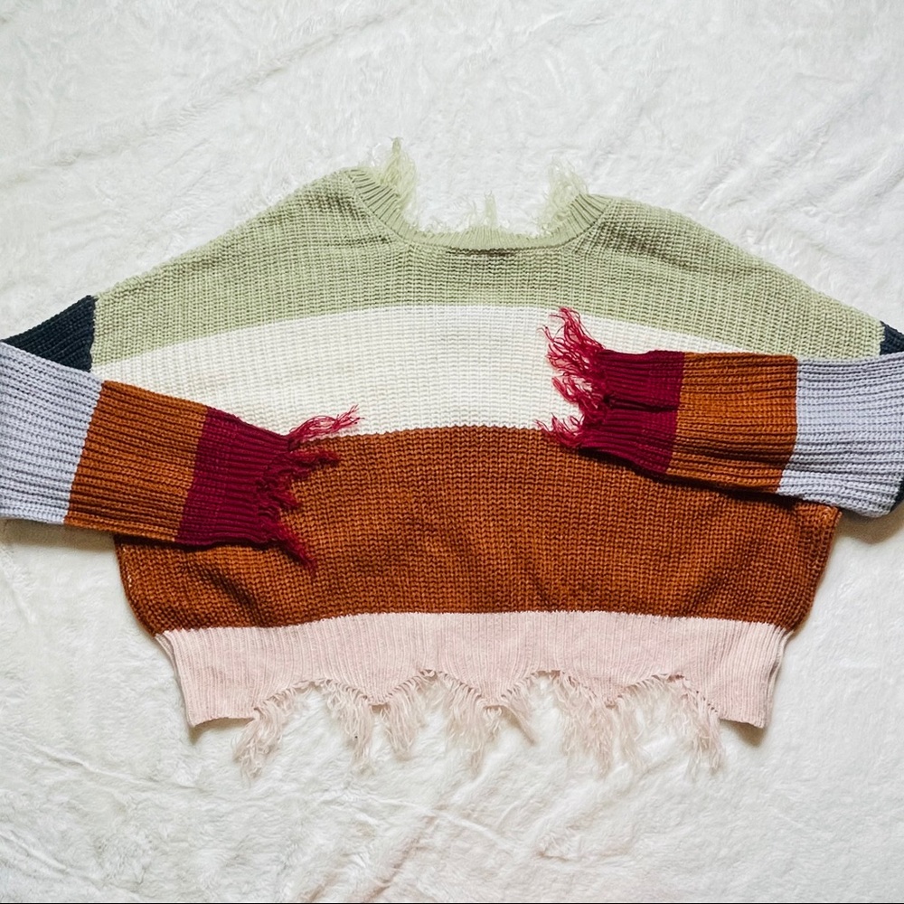 nwt Multi color Distressed Sweater - Picture 7 of 7